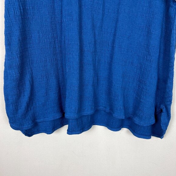 Max Studio Top Womens 1X Blue Flutter Sleeve Crew Neck Embroidered Hi Low Blouse - Picture 6 of 10